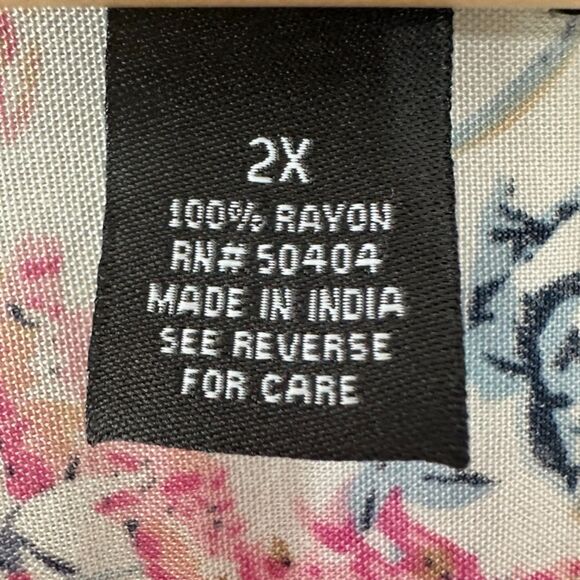 Chelsea & Theodore Womens Plus Floral High Low Hem Button Down Tiered Top 2X - Picture 8 of 10